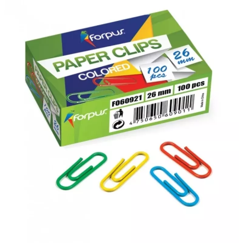 Clips Forpus, spalvoti, 26 mm, apvalūs (100 vnt.) 1104-008