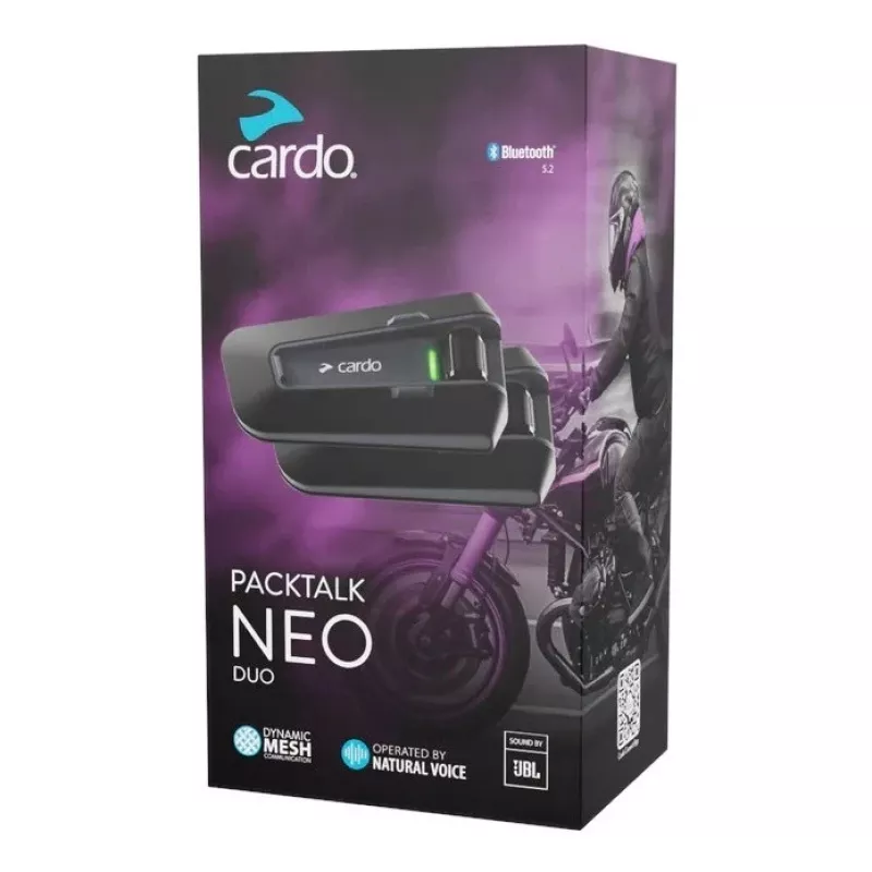 Cardo Packtalk Neo Duo motociklininkų tarpinė sistema 2 kanalai 1600 m juoda