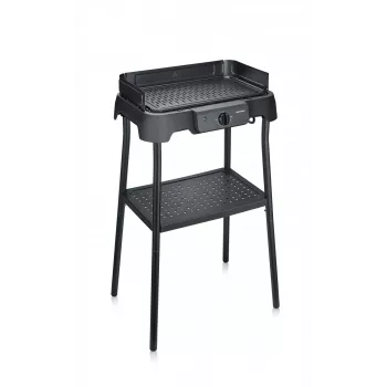 Elektrinis stalinis grilis SEVERIN PG 8596, 2000 W, stačiakampė grotelė, juodas, sukamasis valdiklis