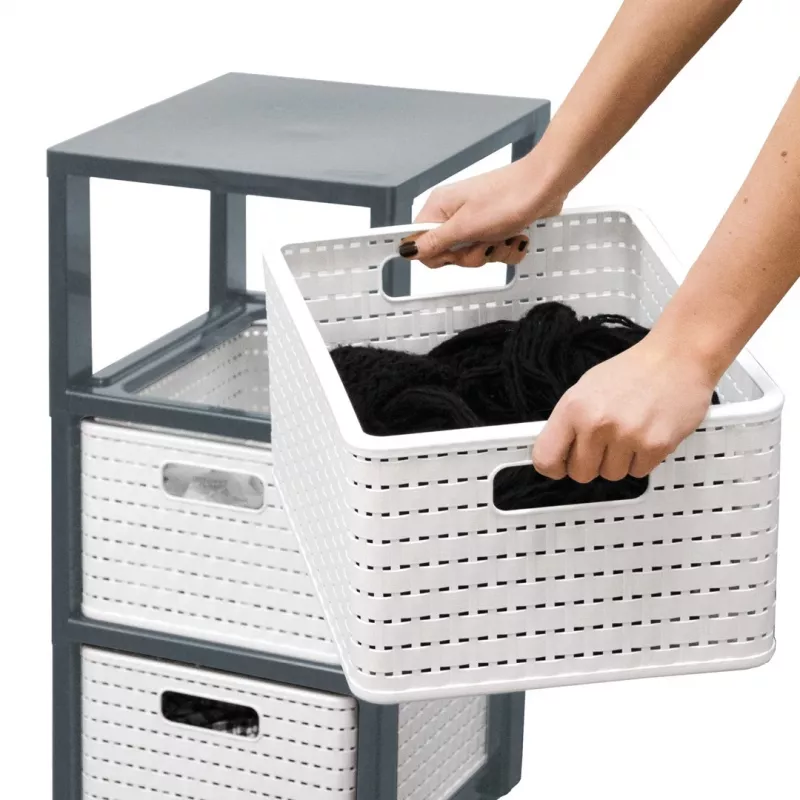 Spintelė su stalčiais Rotho Country Black 3 stalčiai antracitinė polipropilenas 325×375×712 mm su ratukais