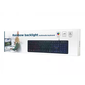 GEMBIRD KB-UML-02 belaidė multimedijos klaviatūra USB, ENG, juoda, su apšvietimu