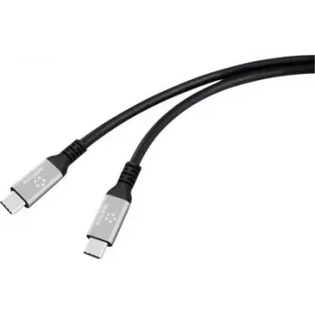 Renkforce USB-C laidas USB4 juodas, aliuminio kištukas, silikonas (RF-6805038)
