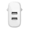 Belkin BOOST CHARGE maitinimo adapteris - 24 W - QC 3.0 - 2 USB išėjimai - baltas (WCB002VFWH)
