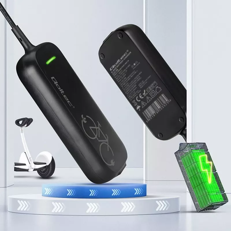 E-dviračio įkroviklis QOLTEC 50332 — 36V/42V, 2A, 5,5×2,1 mm