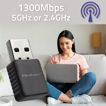 Belaidis USB adapteris QOLTEC 56988 Dual Band 1300Mbps USB 3.0