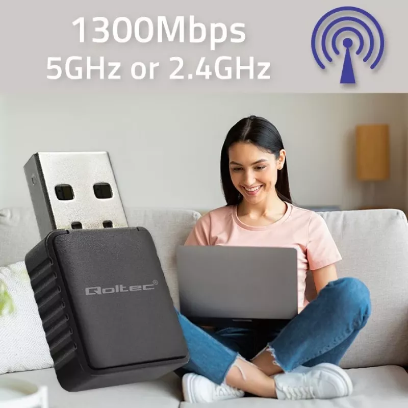 Belaidis USB adapteris QOLTEC 56988 Dual Band 1300Mbps USB 3.0