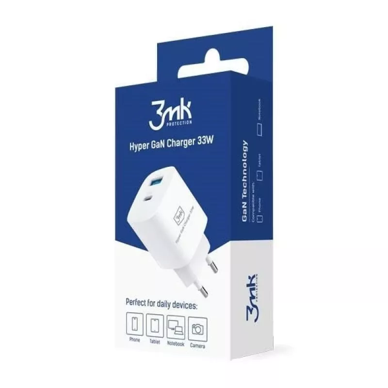33W GaN PD įkroviklis su 1xUSB-A ir 1xUSB-C