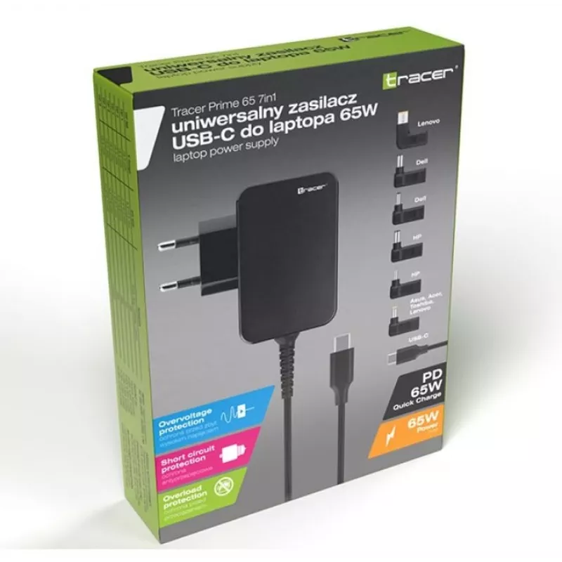 Maitinimo adapteris nešiojamam kompiuteriui Notebook Prime 65W universalus 7w1