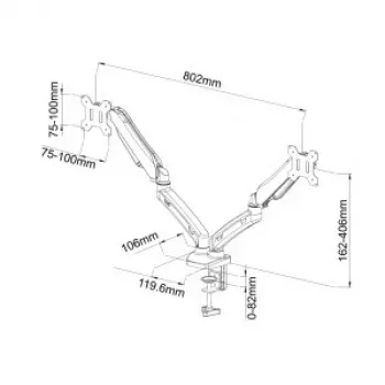 Stalo rankena ant dujinių spyruoklių 2 LED / LCD monitoriams 13-27 colių L-13GD