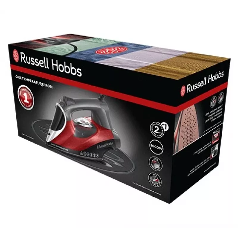 Russell Hobbs 25090-56 lygintuvas Dry & Steam keraminis padas 2600 W Juoda, Pilka, Raudona