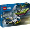 LEGO City 60415 Policijos automobilis ir raketinis automobilis – 213 dalių, 2 minifigūrėlės, nuo 6 metų