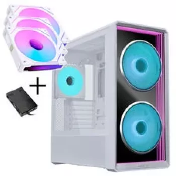 Lian Li LANCOOL 217 INF PC korpuso rinkinys + 3x UNI FAN SL-INF 120 Reverse Blade ventiliatorius - Baltas