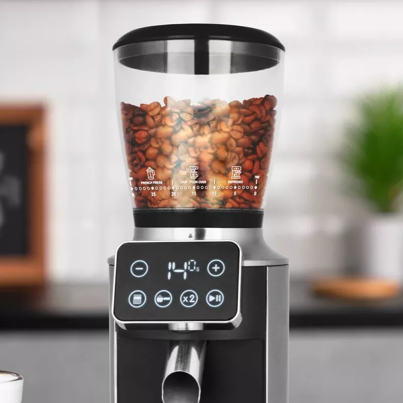 Kavos malūnėlis GASTROBACK Design Pro Touch 30 – kūginiai šlifavimo diskai, 300 g talpos indas, 150 W, juodas/permatomas
