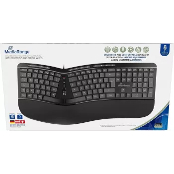 MediaRange ergonominė multimedijos klaviatūra 124 klavišų, skaitmeninis radijas, juoda (MROS120)