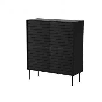 Komoda cama meble CORTINA 102x40x118 cm, juoda, medžio drožlių plokštės korpusas 16 mm, durys 18 mm