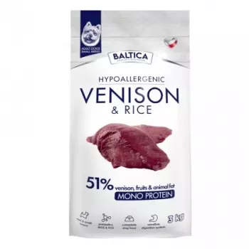 BALTICA Nutraceutic Hypoalerginis Mažoms veislėms Elniena su ryžiais - sausas šunų ėdalas - 3kg