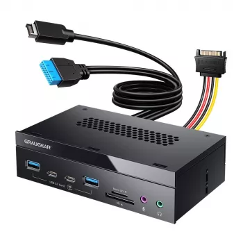 GrauGear G-MP03-CR-AU daugiafunkcis priekinis skydelis su 4 prievadų USB šakotuvu ir kortelių skaitytuvu (USB, SD, microSD)