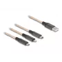 DeLOCK USB kabelis 1,2 m USB 2.0 USB A USB C/Micro-USB B/Lightning permatomas