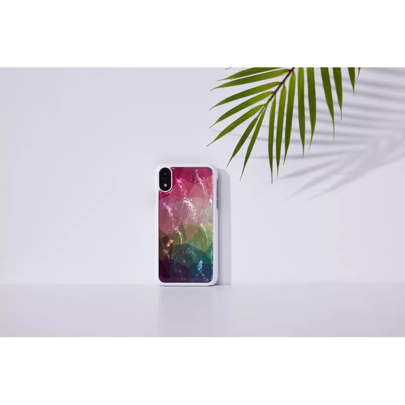 iKins dėklas iPhone XR – vandens gėlių raštas, baltas