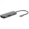 7-in-1 USB-C adapteris Acer — USB 3.2 Gen 1 Type-C, 3x USB-A, HDMI, SD/MicroSD, 100W PD, sidabrinis