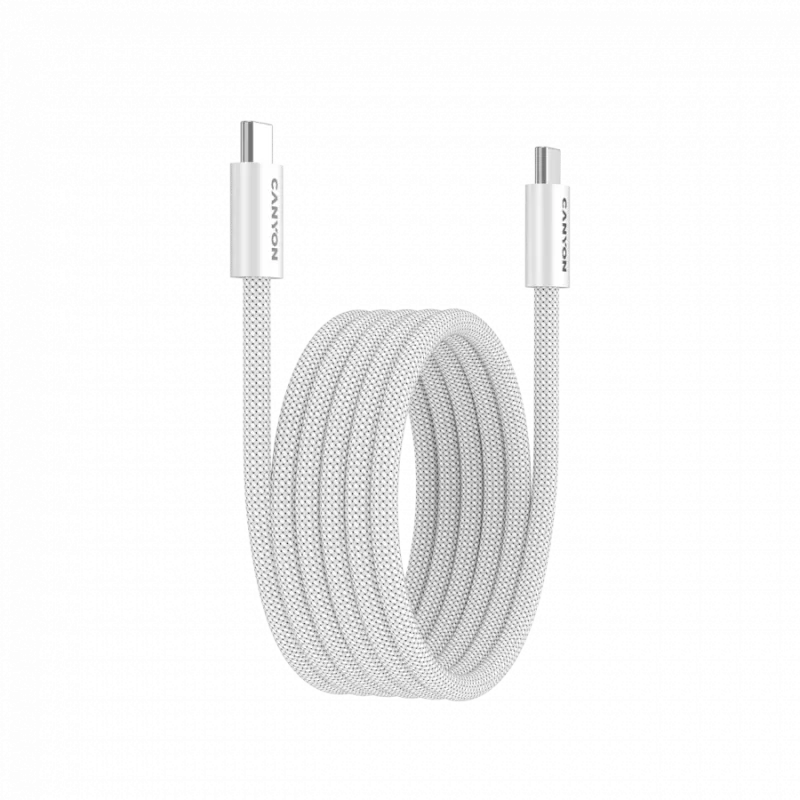 CANYON OnWire 60MG USB-C į USB-C laidas, magnetinis, pintas, 1 m, baltas