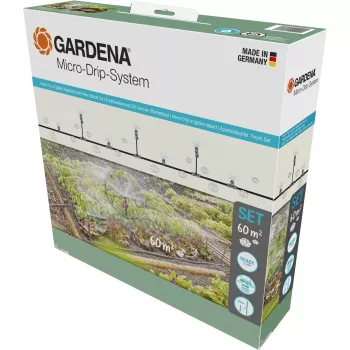Micro-Drip-System laistymo rinkinys daržovių/gėlių lysvei 60 m², juodas/pilkas lašintuvas, modelis 2023