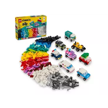 LEGO Classic Creative Vehicles Spalvingų Modelių Automobilių Rinkinys su Policijos Automobilio Žaislu ir 11023 Classic Žalia Pagrindo Plokštė Kvadratinė 32x32 Stud Statybai Žolė