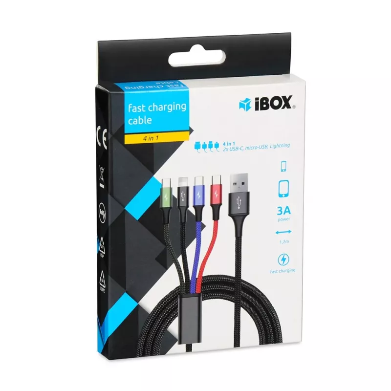 Universalus 4 viename įkrovimo laidas I-BOX USB IKUM4W1