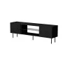 TV spintelė Cama Meble LUCCA 180x40x59 cm, juoda medžio drožlių plokštės viršus, juodas rėmas