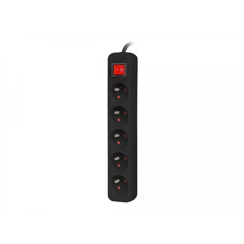 Lanberg PS1-05E-0300-BK 5 lizdų ilgintuvas (3 m), juodas, su jungikliu