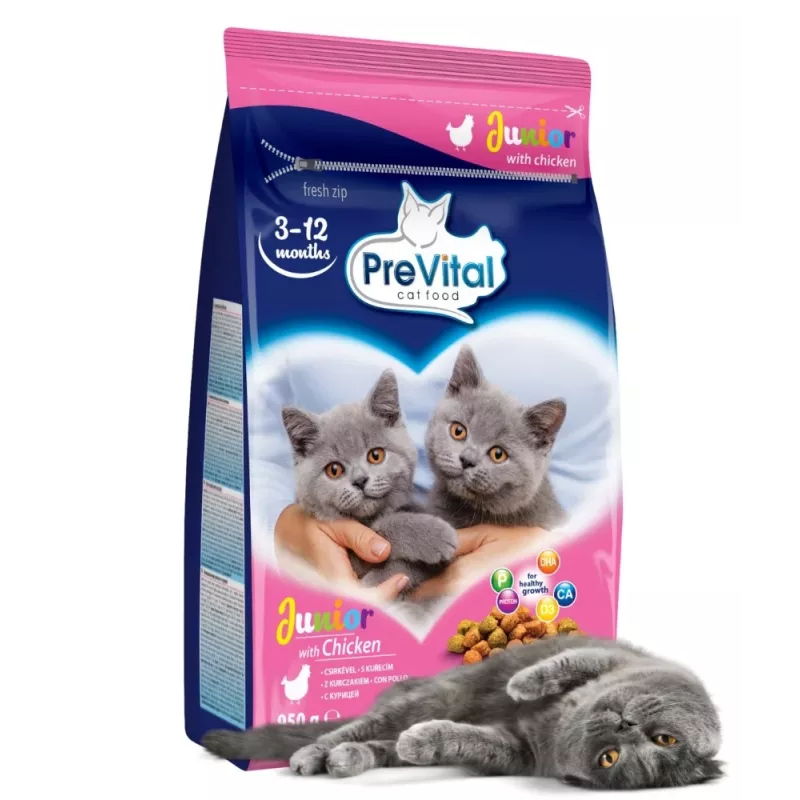 Sausas kačių ėdalas PREVITAL Junior Chicken 950 g – granulės kačiukams, 35% baltymų, 12% riebalų
