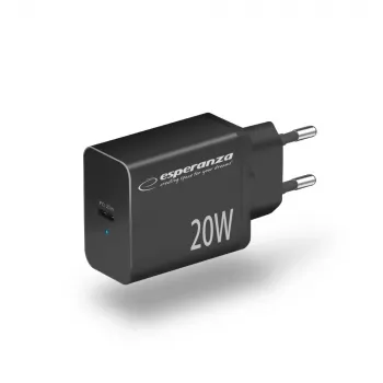 Sieninis įkroviklis ESPERANZA EZC104K 20W juodas, USB maitinimo adapteris nešiojamiesiems įrenginiams