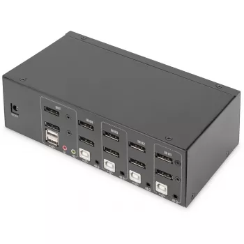 DIGITUS KVM jungiklis, 4 prievadai, dvigubas ekranas, 4K, DisplayPort®