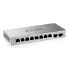 Valdomas L2 Gigabit jungiklis Zyxel GS1200-10v3 — 8x Gigabit (10/100/1000), 20 Gbps, MAC 4000, stalinis, pilkas