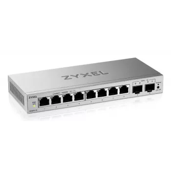 Valdomas L2 Gigabit jungiklis Zyxel GS1200-10v3 — 8x Gigabit (10/100/1000), 20 Gbps, MAC 4000, stalinis, pilkas