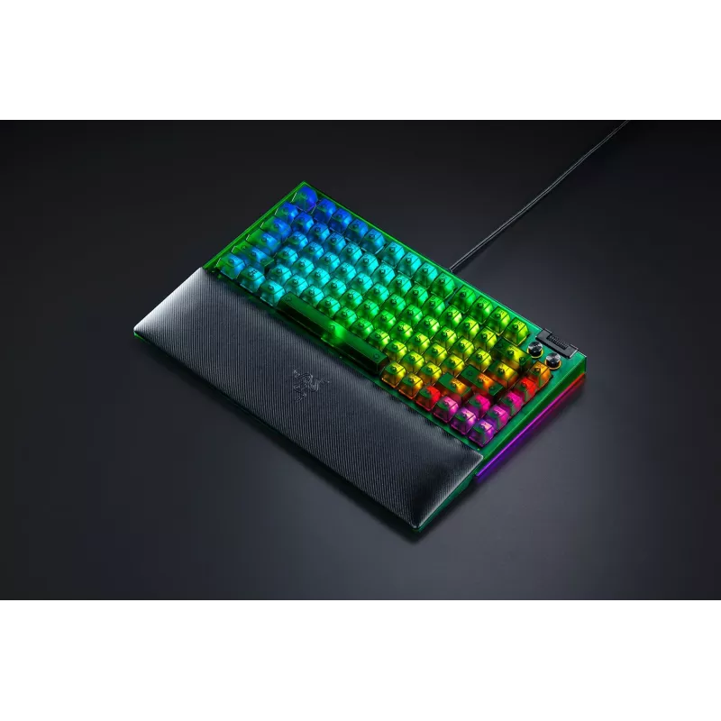 Mechaninė žaidimų klaviatūra Razer BlackWidow V4 75% – laidinė, JAV išdėstymas, Phantom Green Edition, Razer mechaniniai lietiminiai jungikliai