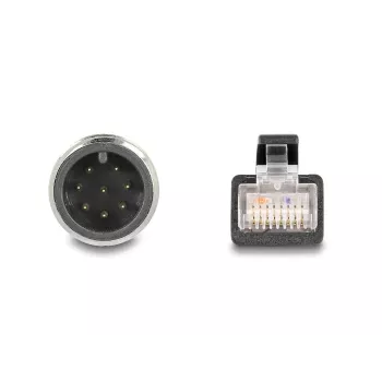 Tinklo kabelis DeLOCK M12 A-koduotas 8 kontaktų vyriškas į RJ45 vyrišką Cat5e 5 m juodas
