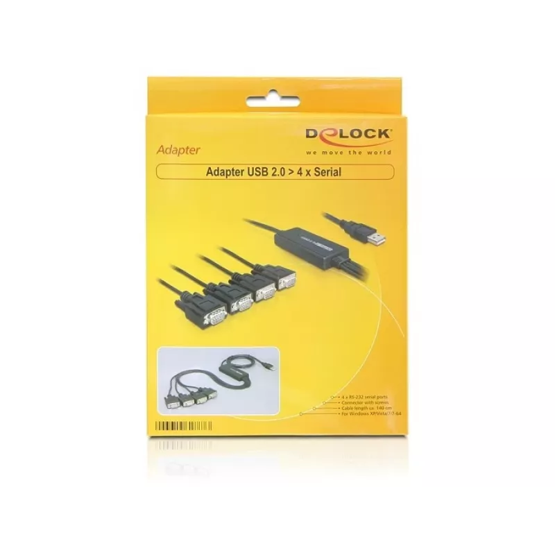 DeLock USB2.0 > 4 x Serial Adapter - USB - RS-232 x 4 (61887)