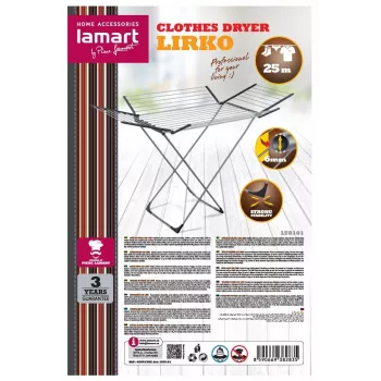 Džiovintuvas LAMART LT8101 — 25 m džiovinimo virvė, lengvas ir patvarus