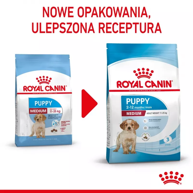 Royal Canin Medium Puppy sausas pašaras šuniukams 4 kg, kukurūzai, paukštiena