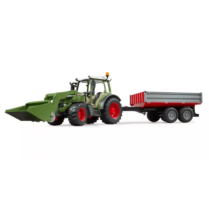 Traktorius BRUDER Fendt Vario 211 su priekiniu krautuvu ir šonine priekaba