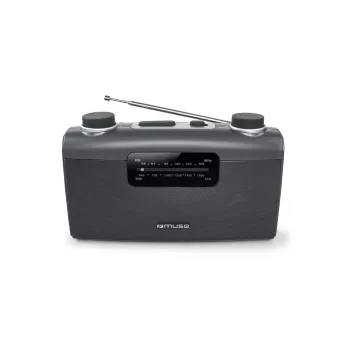 Nešiojamas radijo imtuvas Muse M-058 R — AM/FM, sukamas garsumo reguliatorius, baterijos arba 230 V maitinimas, juoda/pilka