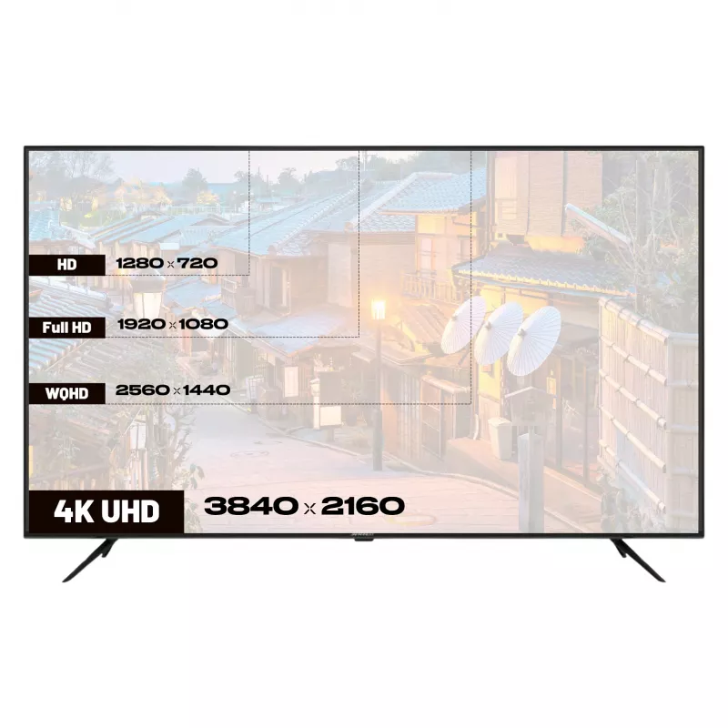 164,0 cm (65 inch) JAPANNEXT JN-IPS650UHD60F 4K IPS monitorius, 3840x2160, 60Hz, HDMI, USB, WLAN, garsiakalbiai, juodas