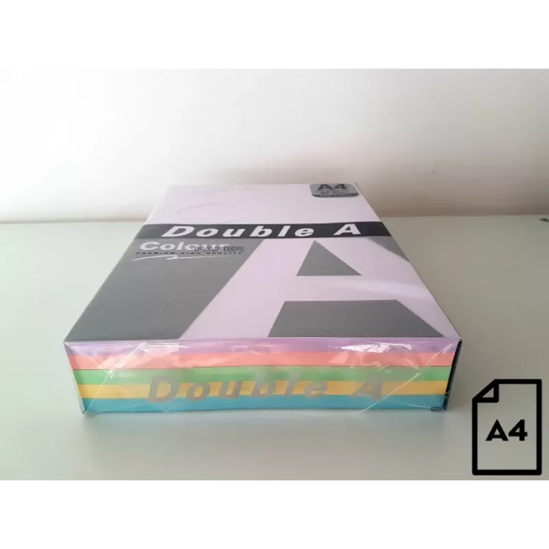 Spalvotas popierius Double A, 80 g/m², A4, 500 lapų, Rainbow 3, 5 spalvų