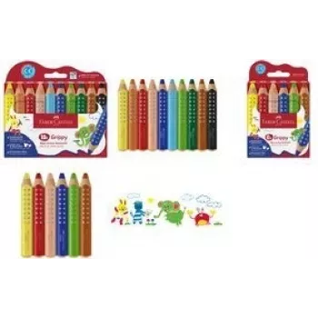 Vaškiniai pieštukai Faber-Castell 110630 Mėlyna Žalia Oranžinė Rožinė Raudona Geltona 6 vnt.