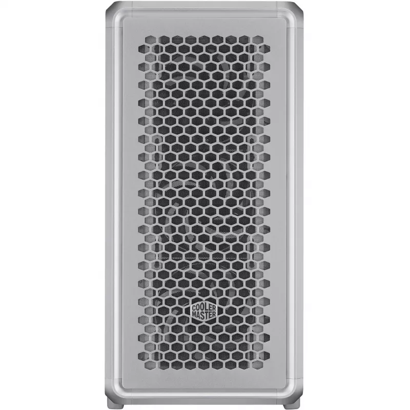 Korpusas Cooler Master MasterFrame 600 Midi Tower sidabrinis — ATX/Micro-ATX/ITX, grūdintas stiklas, palaiko 3x140 mm priekinius ventiliatorius