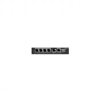 Valdomas PoE jungiklis RUIJIE RG-ES206GS-P — L2, 6x Gigabit RJ-45, 1x SFP, 4 PoE prievadai (54 W biudžetas), 12 Gbit/s, debesimi valdomas