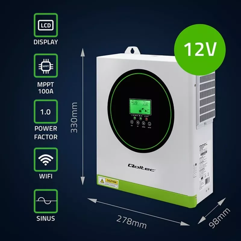 Qoltec Solar Hybrid Inverter Off-Grid 1500W hibridinis keitiklis