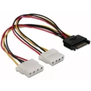 SATA 15 kontaktų į 2x 4 kontaktų Molex moteriškas adapteris 20 cm DeLOCK 65159