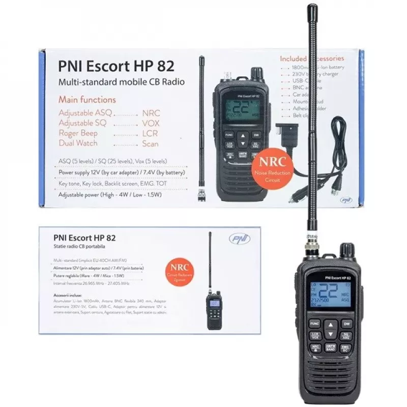 CB radijo stotelė PNI Escort HP 82 nešiojama bazinė 4W 12V